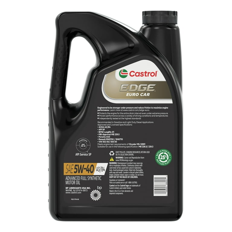 3 pack) Castrol EDGE Euro 5W-40 A3/B4 Advanced Full