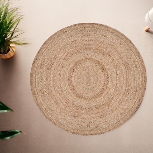 Craft Trade Round Jute Area Rug for Living Room Bedroom Outdoor Boho Small Hallway Indoor Braided Woven Reversible Floor Rag Rugs