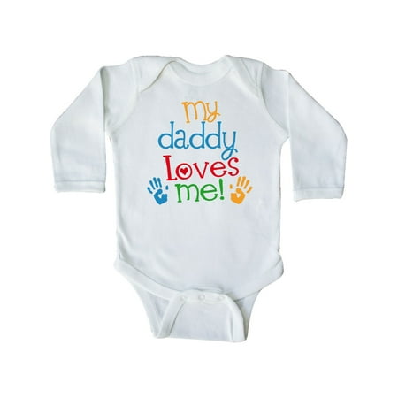 

Inktastic Daddy Loves Me Gift For Son Gift Baby Boy or Baby Girl Long Sleeve Bodysuit
