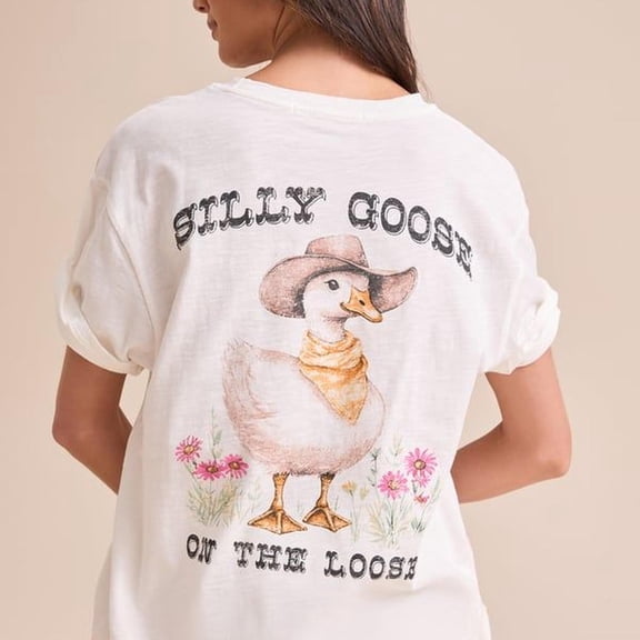Silly Goose Graphic Tee in White