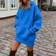 thumbnail image 2 of Dpjklzsn Women's Oversized Hooded Sweatshirt Dress, Drawstring Long Sleeve Drop Shoulder Pullover with Pocket, 2 of 7