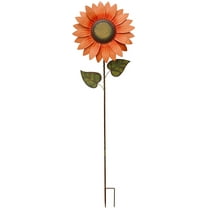 Attraction Design Flower Garden Stake Decorative Flower Yard Stake, Sunflower Decor Metal Yard Art Decor Outdoor Garden Decoration for Patio Porch Lawn Pathway Backyard (Light Orange Sunflower)