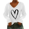 thumbnail image 1 of Pompotops T-Shirt à Manches Longues à Col en V Imprimé Décontracté pour Femmes, Chandail, Hauts, Liquidation, 1 of 4