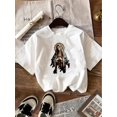 thumbnail image 2 of Vintage-Inspired Geometric Print T-Shirt for Women - Casual Crew Neck, Short Sleeve Top, Breathable Polyester, Machine Washable - Perfect for Summer, 2 of 7