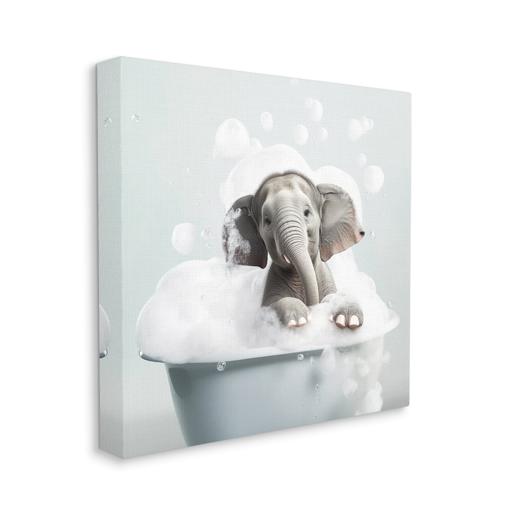 Stupell Industries Elephant Bubble Bath Animals & Insects Painting Gallery Wrapped Canvas Art Print Wall Art, 17 x 17