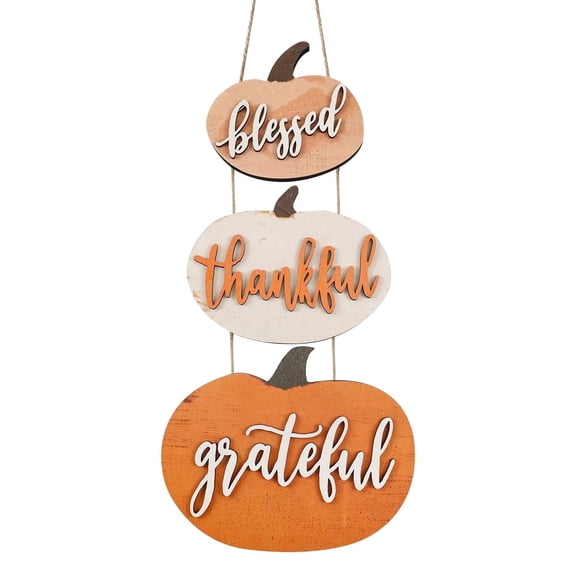 Thanksgiving Fall Decorations for Home Pumpkins Decor Sign Blessed Thankful Grateful Wooden Farmhouse Home Decor for Thanksgiving Indoor Harvest Autumn