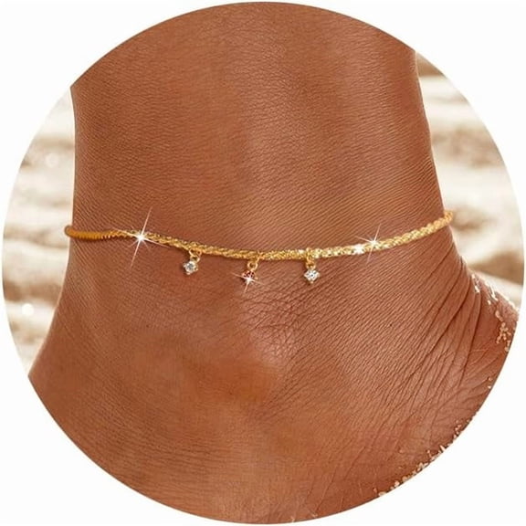 925 Sterling Silver Love Heart Anklets Bracelets for Women 14k Gold Plated Birthstone Twist Rope Sparkly Charm Chain Waterproof Summer Foot Beach Ankle Jewelry Gifts for Mom Daughter