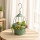 thumbnail image 1 of Macetero colgante con forma de jaula para pájaros, decoración metálica, soporte versátil para plantas. Verde desgastado, 1 of 8