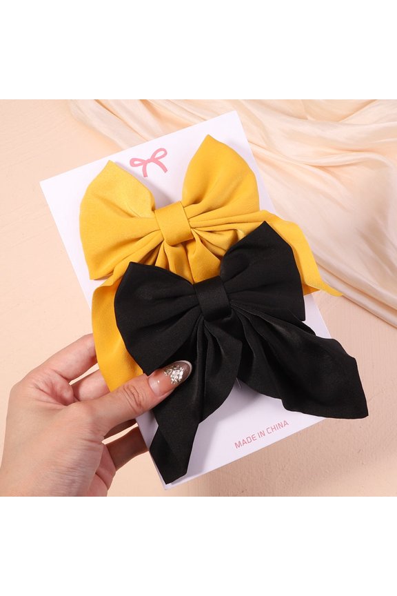 Cute Multi-Patterned and Solid Color Hair Bows/Clips for Girls in a 2 Piece Set