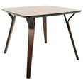 thumbnail image 5 of LumiSource Walnut Wood, Cream Noise Fabric Folia-Anabelle Square Dining Set - 5 Piece, 5 of 6