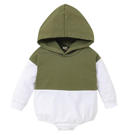 

Boys Girls Autumn Winter Long Sleeve Patchwork Fashion Sport Hooded Romper Bodysuits