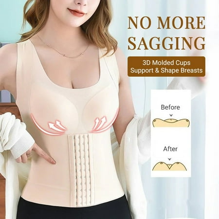 

Women Breathable Shapewear 4 in 1 Front Buckle Chest Support Chest Support Vest L