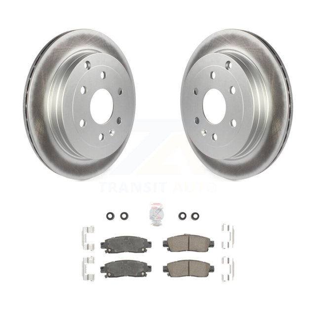 Transit Auto Rear Coated Disc Brake Rotors and Ceramic Pads Kit for Car GMC Acadia Buick Enclave Chevrolet Traverse Saturn Outlook Limited KGA-103878