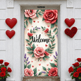 thumbnail image 5 of Floral Theme Welcome Banner Rose Pattern Welcome Backdrop Heart Design Lavender Accent Garden Background for Home Entrance Wedding Reception Garden Party, 5 of 9
