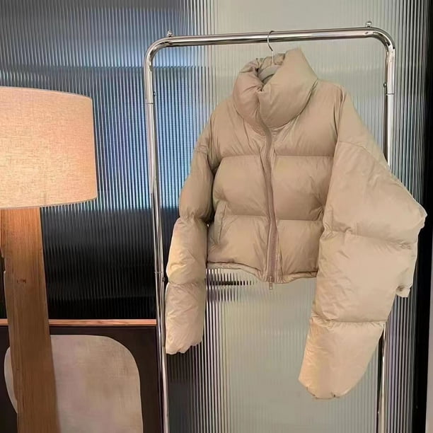 Chaqueta corta acolchada de algodón para mujer, chaqueta de pan de estilo occidental de moda con cuello alto pequeño y grueso