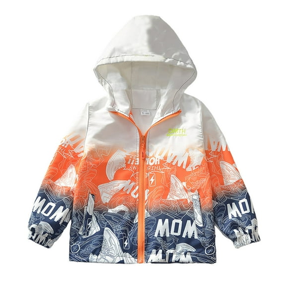 XEGLSBU Boys Jackets Size 8-10 Winter Boys Windbreaker Jacket with Hood Outdoor Play Printed Pullover Lightweight Jacket for Cold Weather Youth Sports Red Size 6-7 Years