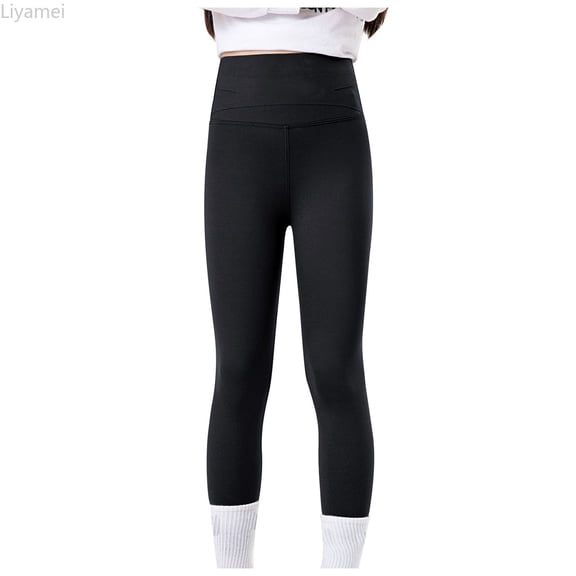 Liyamei Girls High Waist Tight Casual Active Leggings Kids Gym Workout Yoga Pant Size Black 3-4 Years