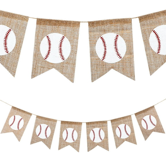 1 Set Sports Themed Swallowtail Banners Bunting Ornaments Props Baseball Patterns Garlands Linen Flags Party Supplies
