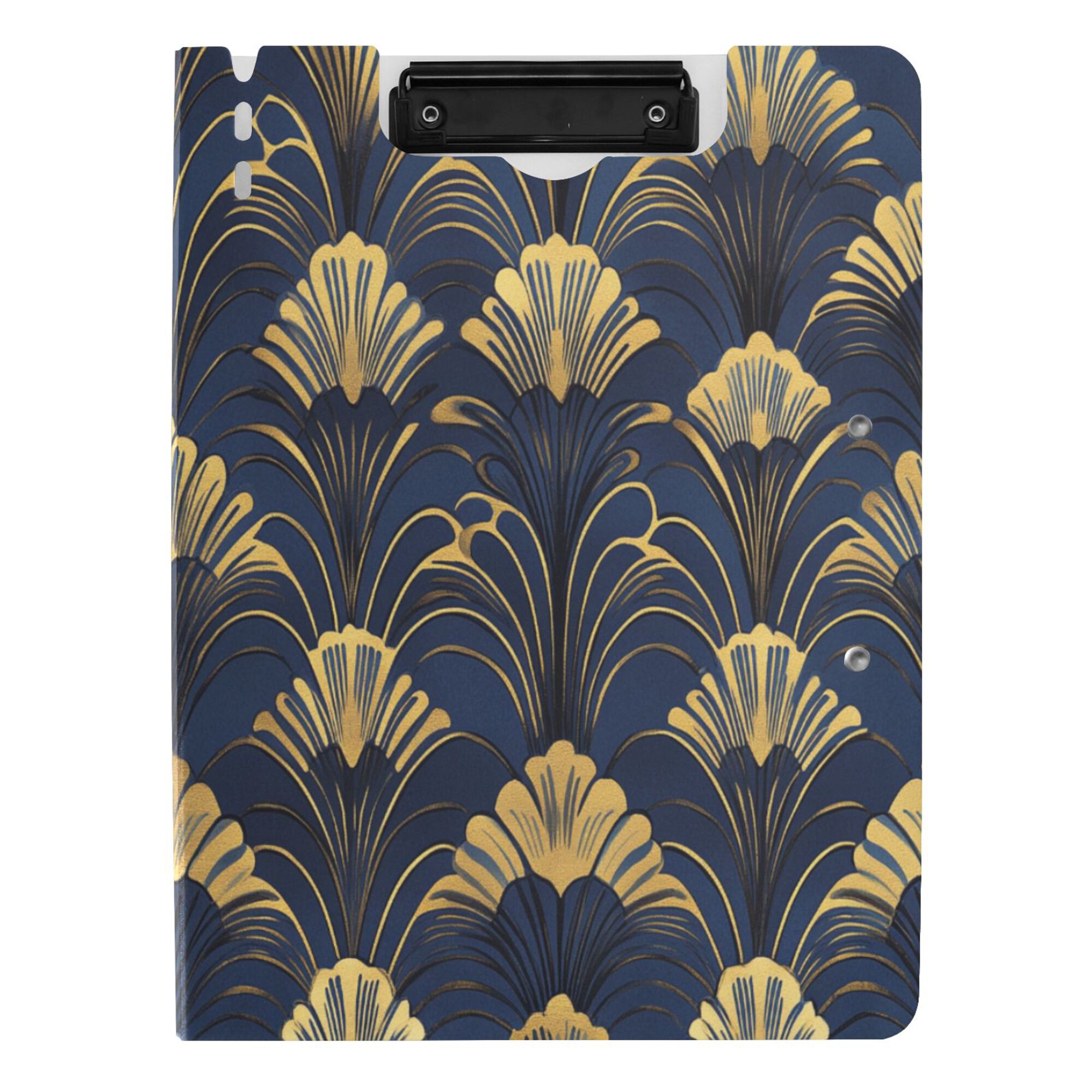 FORMRS A4 Clipboard Folder with Pen Holder Horizontal Foldable School Office Binder, Gold Art Pattern