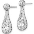 thumbnail image 2 of Sterling Silver Rhodium-Plated White Cz Oval Cut Post Earrings (23.3 X 8.21) Made In China qe14947, 2 of 5