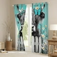 thumbnail image 3 of Erosebridal Highland Cow Curtains for Living Room, Rustic Farmhouse 30%-50% Blackout Curtains Set of 2 (42x90), Teal Gray Lodge Cabin Decor, 3 of 7