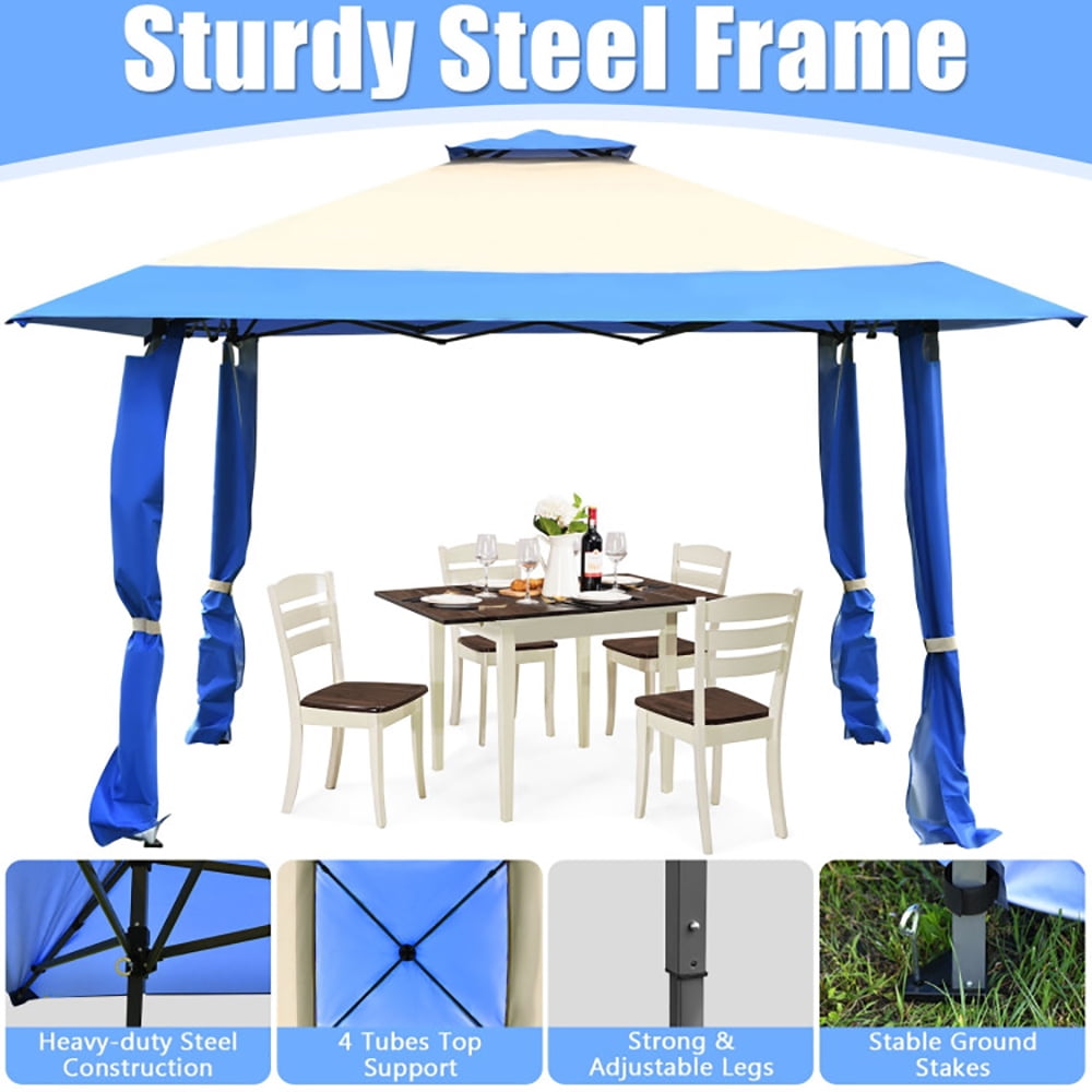 Aimee Lii 13 Feet x 13 Feet Pop Up Canopy Tent Instant Outdoor Folding Canopy Shelter, Backyard Canopy Gazebo, Blue