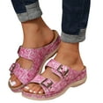 thumbnail image 2 of Orthopedic Sandals for Women, Women's Wide Width Flat Sandals with Arch Support, Open Toe Wedge Flops with Buckle for Walking, 2 of 5