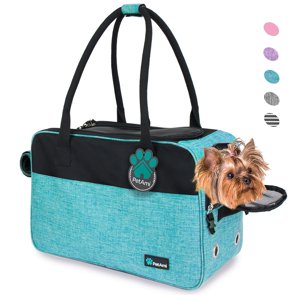 Sherpa Bed Puppy Ventilated Breathable Mesh Kitten PetAmi Airline Approved Dog Purse Carrier Portable Stylish Pet Travel Handbag Cat Soft-Sided Pet Carrier for Small Dog Heather Grey 