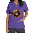 thumbnail image 3 of lcziwo Mardi Gras Scrub Tops for Women 2025 Nursing Uniforms Scrubs with Side Pockets Summer Casual Short Sleeve V Neck Tshirts Dark Blue XXL 90% off Clearance Sale, 3 of 6