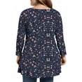 thumbnail image 4 of Dweltoz Plus Size Shirts for Women L-4XL Crew Neck Floral Print Tunic Tops 3/4 Sleeve T-Shirts Summer Loose Fit Cotton Tees Blouses,Dark Blue XL, 4 of 5