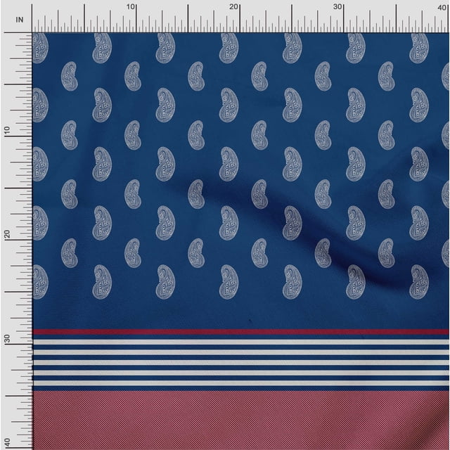 Soimoi Moss Georgette Fabric Check,Stripe & Paisley Panel Fabric Prints by Yard 42 Inch Wide