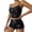 Black, variant on HomelyJoy White Hearts and Hearts Sleepwear Set, Elegant Bow Front Cami Top and Ruffled Shorts Romper Pajamas for Women,XXL