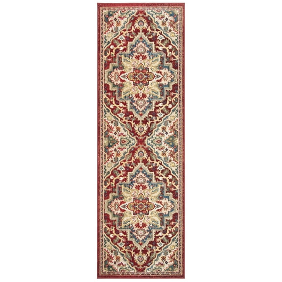 SAFAVIEH Kashan Clyde Oriental Runner Rug, Red/Beige, 2'6" x 10'