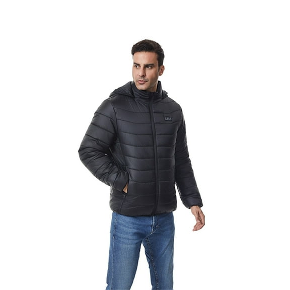 sususu Advanced Smart Temperature Control Heated Jacket for Men Winter Warm Charging Thermal Windproof Cold Weather Outdoor Coat - Black