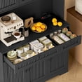 thumbnail image 7 of FANRAL 70” Tall Pantry Cabinet with Charging Station & LED Light,Wide Fluted Kitchen Hutch with Microwave Stand,Drawers & Adjustable Shelves for Dining Room Kitchen,Black Pantry Cabinet, 7 of 7