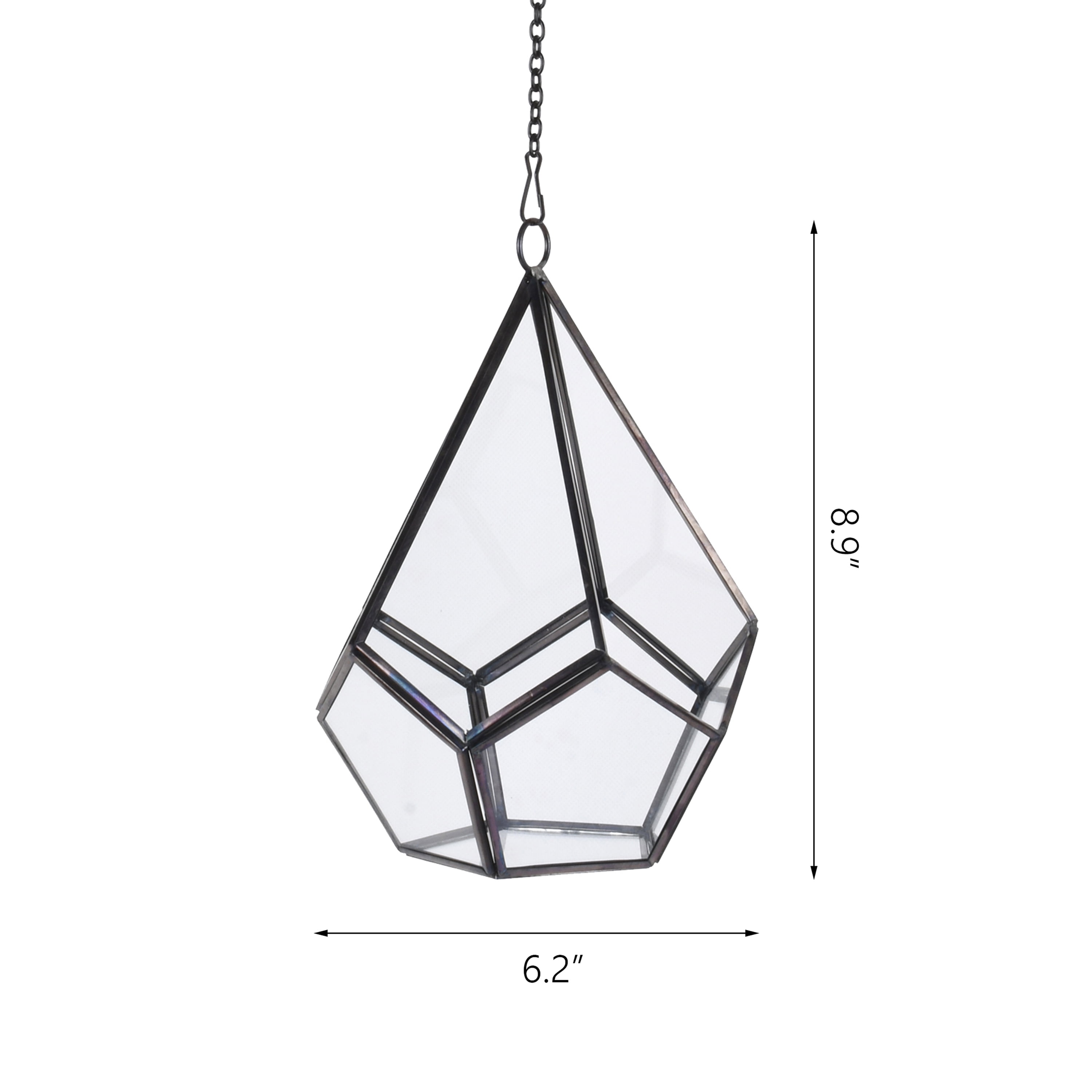 Better Homes & Gardens Metal and Glass Diamond shaped Hanging Terrarium, 6.2 in Dia x 8.9 in H