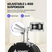 Donner Kids Junior Drum Set for Beginner, 14 5-Piece Percussion Instrument Practice Learning, Black