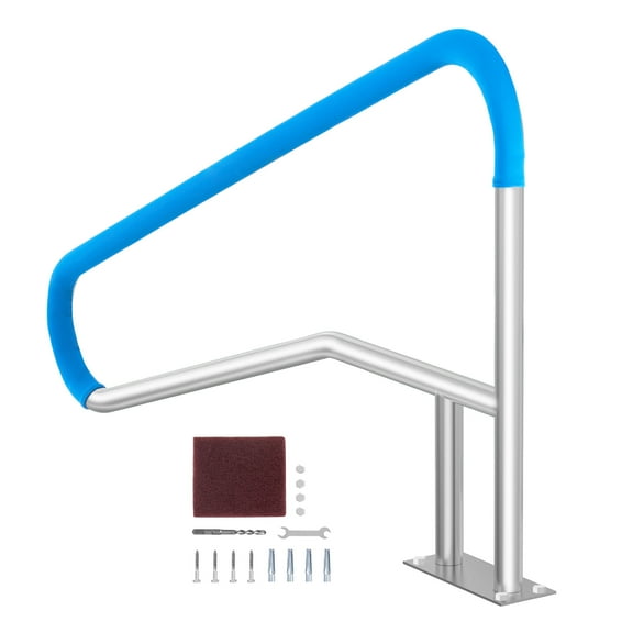 KFFKFF Swimming Pool Handrail, Dimensions 54 x 36 inches, Composed of Stainless Steel and Accompanied by a Base Plate, Suitable for Both Indoor and Outdoor Pools, Safety Railing for Pool Decks