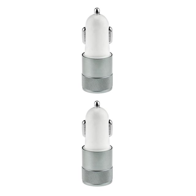 Bearachild 2.1A 1A Aleación 2 puertos USB de coche USB dual de carga inteligente universal para para teléfono móvil Android Gris 2piezas