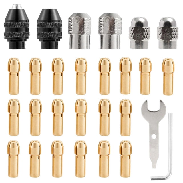 28Pcs Drill Chuck Collet Set for Dremel 1/32 to 1/8 Replacement 4486 Drill Keyless Bit Chuck Shank Rotary Tool Quick Change