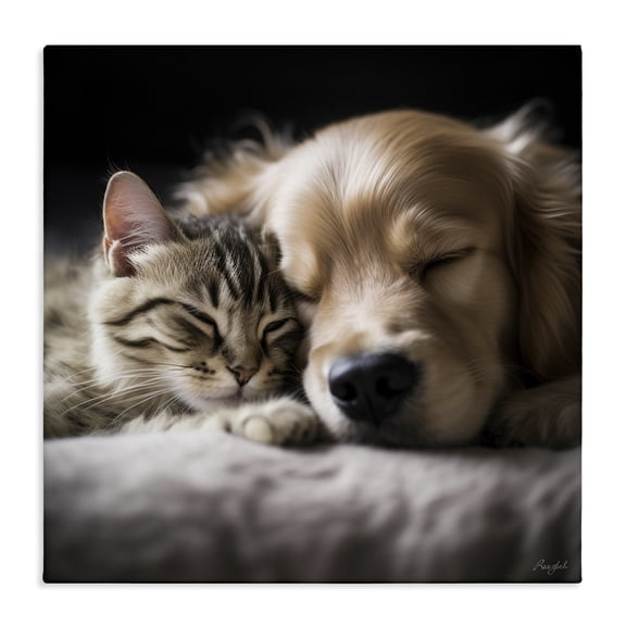Stupell Industries Transitional Cat & Dog Photography Canvas Art, 30 x 30, by Roozbeh