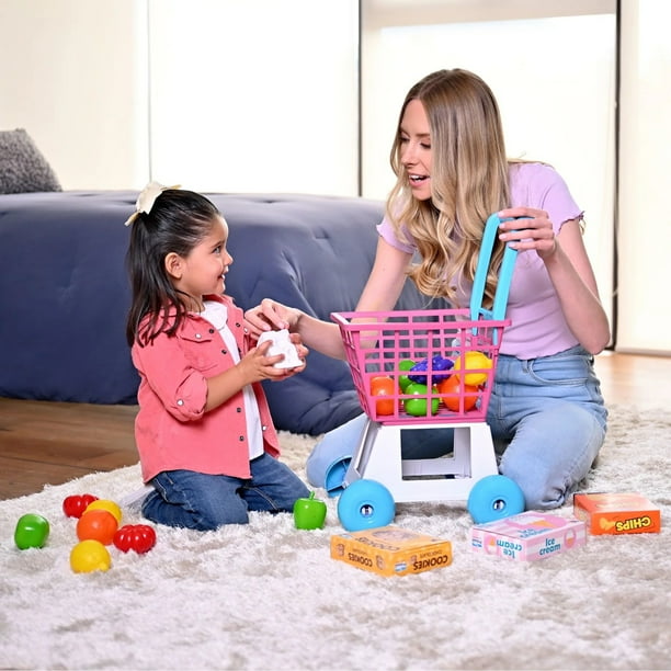 Carrito De Supermercado Prinsel Trolley Con Accesorios Rosa Azul