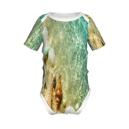

Lukts Starfish And Seashell Print Baby Short Sleeve Romper Onesie for Newborn Baby Boys and Girls-6 Months
