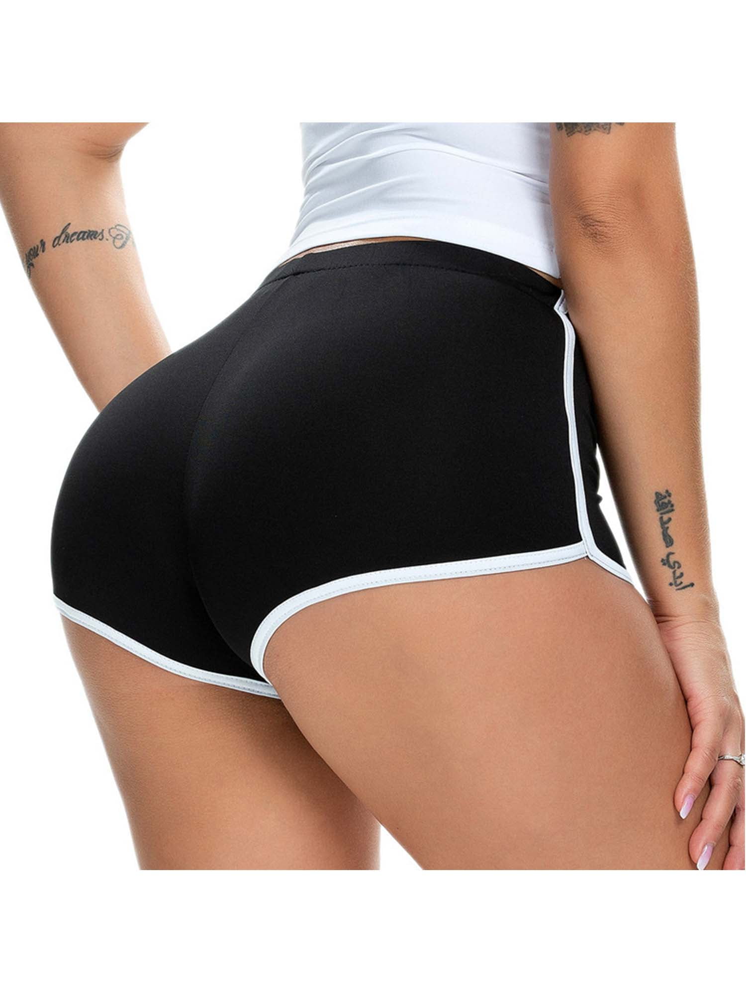 Yoga Shorts for Women,High Waisted Solid Booty Shorts Button Pockets Hot Pants