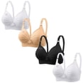 thumbnail image 1 of Soutiens-gorge pour Femmes, 4 Pcs Soutien-Gorge Imprimé pour Femme, Rassemblé, Grande Taille, Soutien-Gorge Quotidien Sans Armatures, Soutien-Gorge Quotidien, 1 of 4