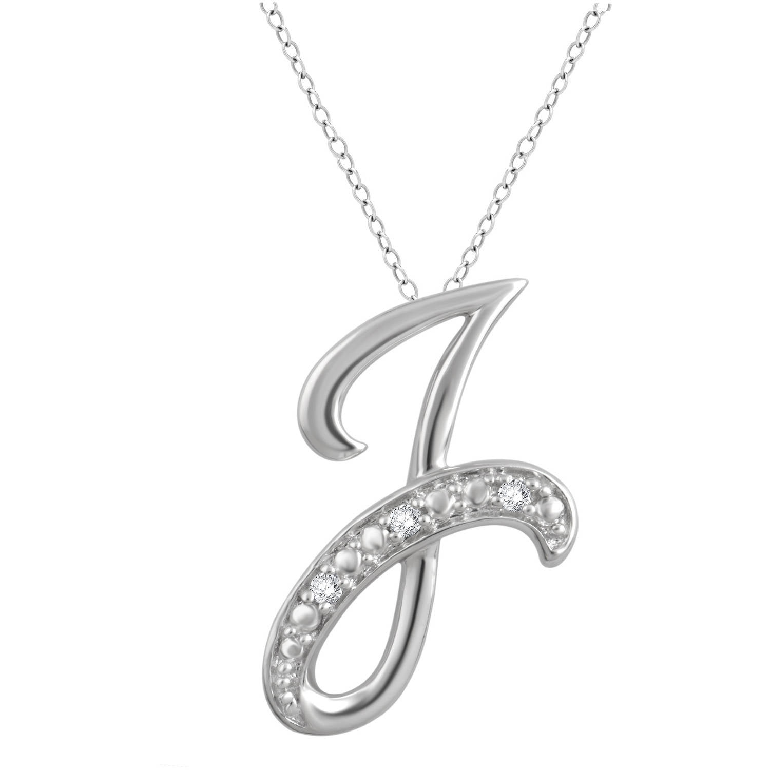 Arista - Diamond Accent Sterling Silver "J" Initial Pendant, 18" Chain - Walmart.com - Walmart.com