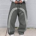 thumbnail image 2 of Zszcpp Jogging Pants For Men Retro Street Arc Printed Stripes Long Loose Straight Leg Sports Sweat Lounge Trousers Casual Trouser, 2 of 7