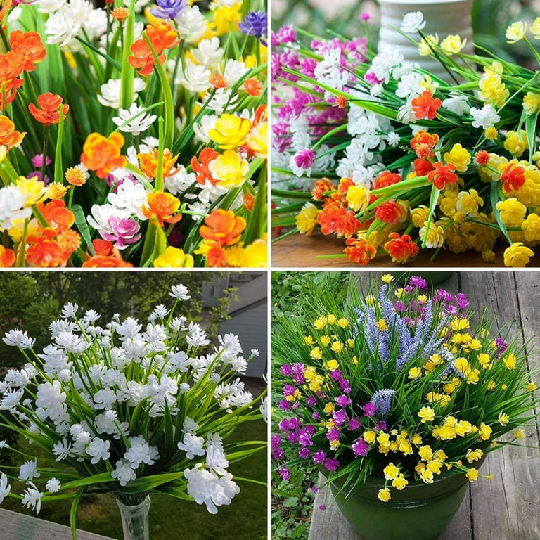 Artificial Fake Flowers Faux Yellow Daffodils Outdoor Shrub Plant Plastic  Bushes