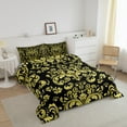 thumbnail image 3 of Black Gothic Full Bedding Set Gold Damask Floral Comforter Set Bohemian Exotic Goth Flower Bedding Comforter Sets Adults Vintage Victorian Baroque Boho Bed Set 2 Pillow Cases, 3 of 7