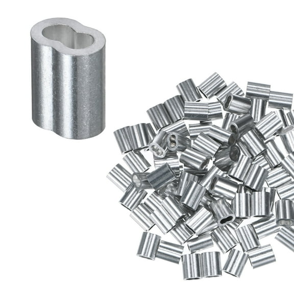 Uxcell 200 Pack Aluminum Crimping Loop Sleeves 3/32 inch Double Round Barrel Wire Rope Sleeves